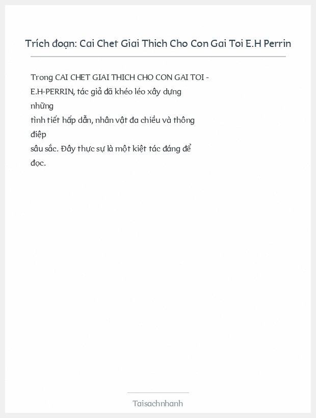 Trích đoạn Cai Chet Giai Thich Cho Con Gai Toi E.H Perrin