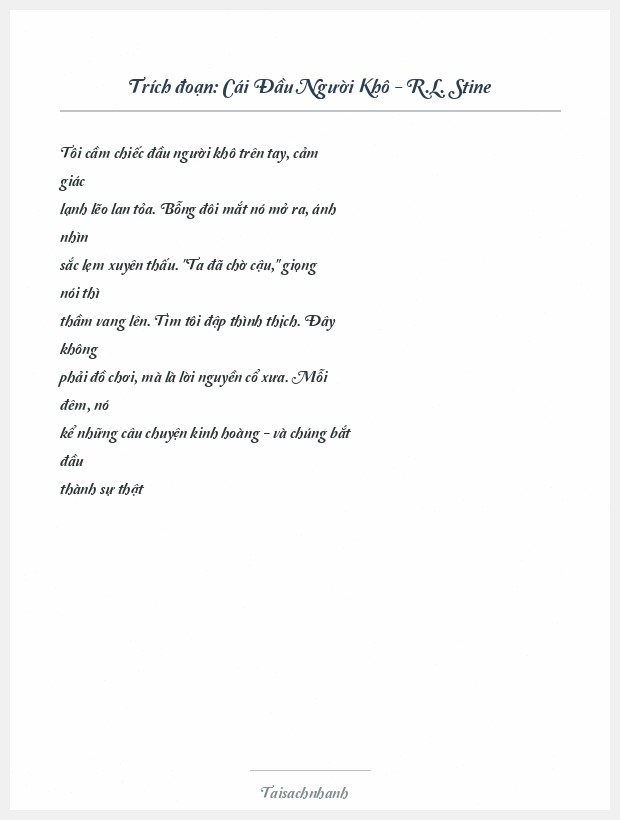 Trích đoạn Cái Đầu Người Khô - R.L. Stine