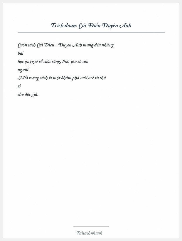 Trích đoạn Cái Điều Duyên Anh
