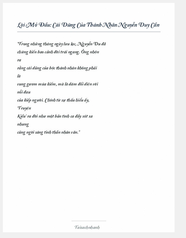 Trích đoạn Cái Dũng Của Thánh Nhân Nguyễn Duy Cần