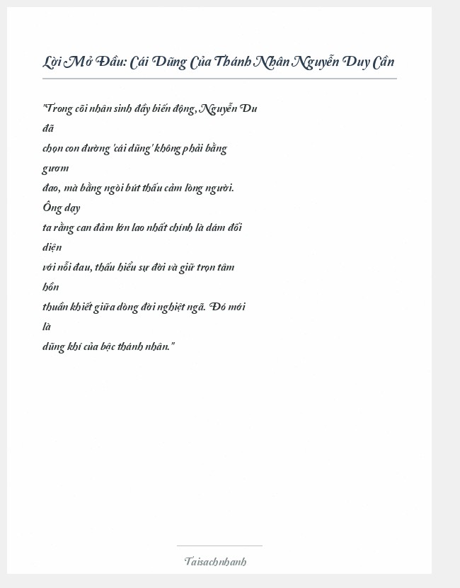 Trích đoạn Cái Dũng Của Thánh Nhân Nguyễn Duy Cần