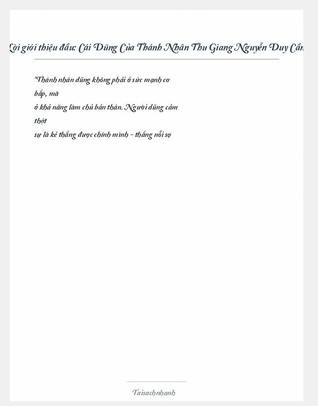 Trích đoạn Cái Dũng Của Thánh Nhân Thu Giang Nguyễn Duy Cần
