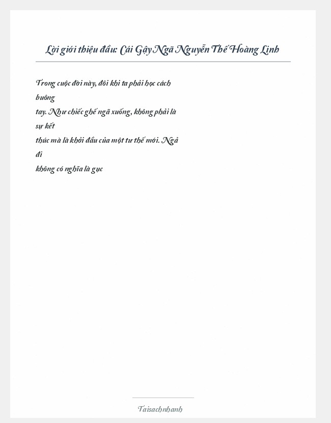 Trích đoạn Cái Gậy Ngã Nguyễn Thế Hoàng Linh