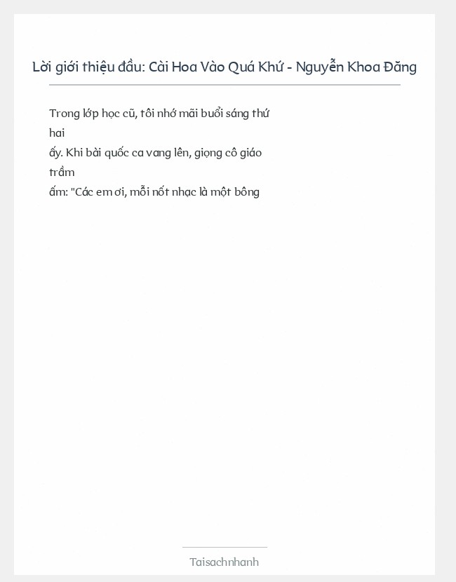 Trích đoạn Cài Hoa Vào Quá Khứ - Nguyễn Khoa Đăng
