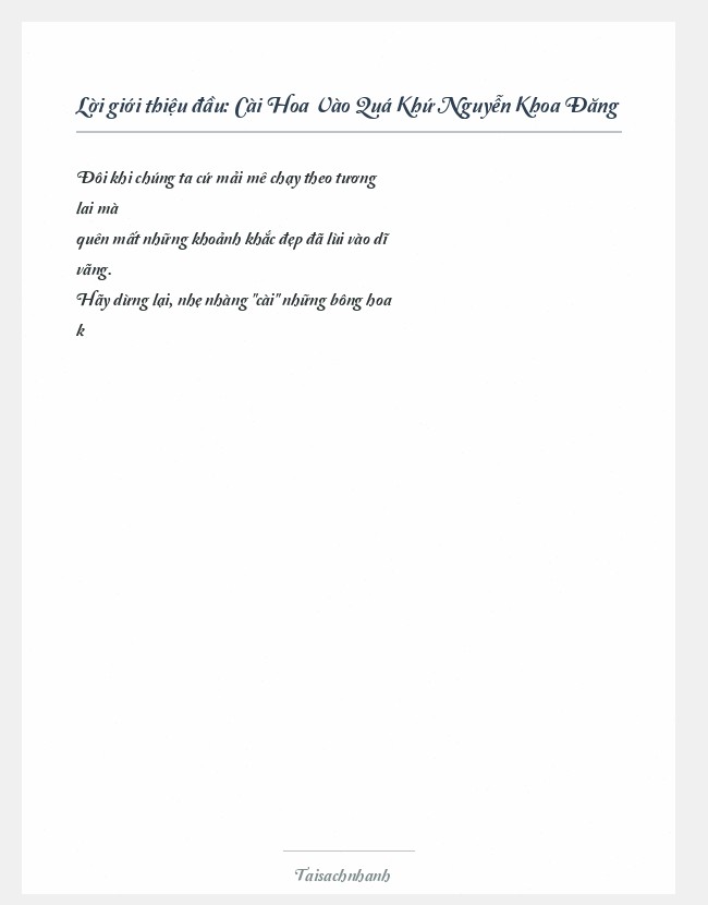 Trích đoạn Cài Hoa Vào Quá Khứ Nguyễn Khoa Đăng