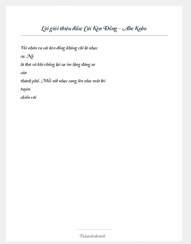 Trích đoạn Cái Kèn Đồng - Abe Kobo