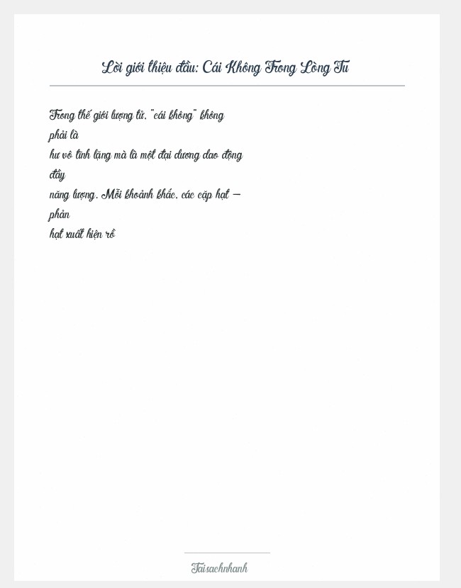 Trích đoạn Cái Không Trong Lòng Tu
