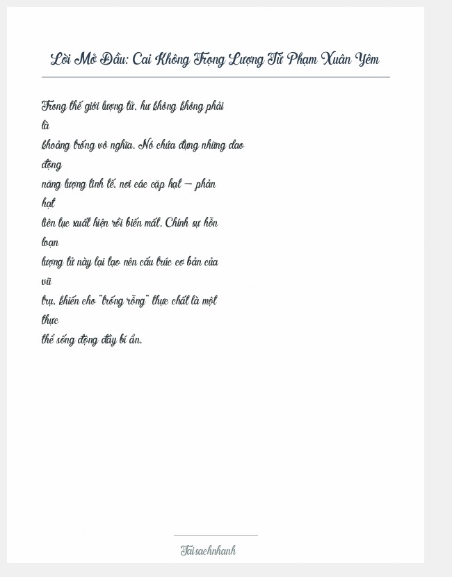 Trích đoạn Cai Không Trọng Lượng Từ Phạm Xuân Yêm