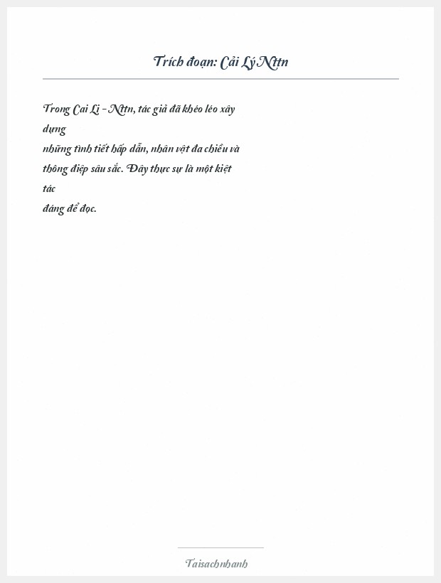 Trích đoạn Cải Lý Nttn