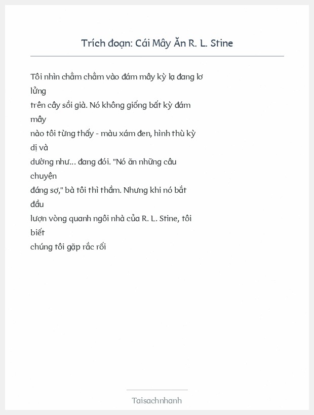 Trích đoạn Cái Mây Ăn R. L. Stine