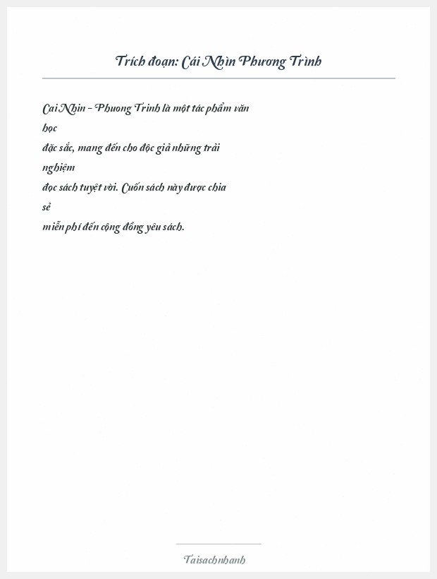 Trích đoạn Cái Nhìn Phương Trình