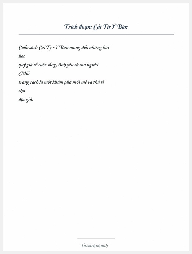 Trích đoạn Cải Từ Ý Bàn