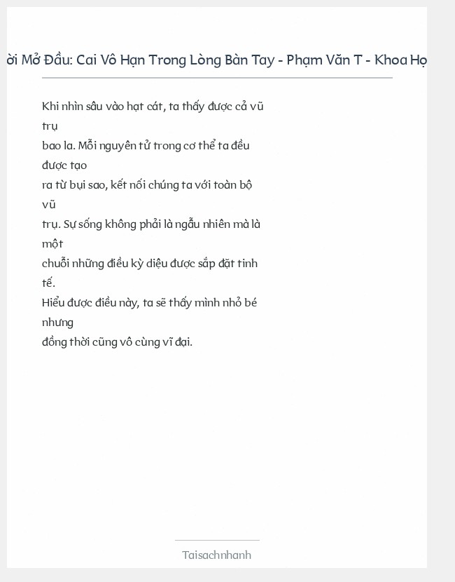 Trích đoạn Cai Vô Hạn Trong Lòng Bàn Tay - Phạm Văn T - Khoa Học
