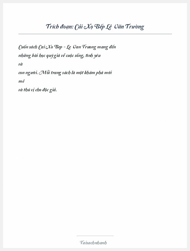 Trích đoạn Cải Xọ Bếp Lê Văn Trường