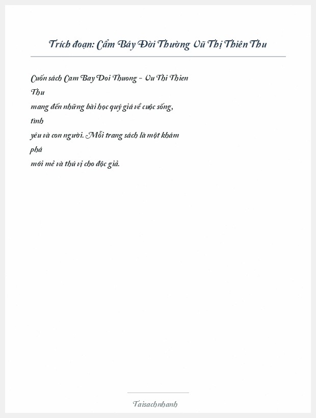 Trích đoạn Cẩm Báy Đời Thường Vũ Thị Thiên Thu