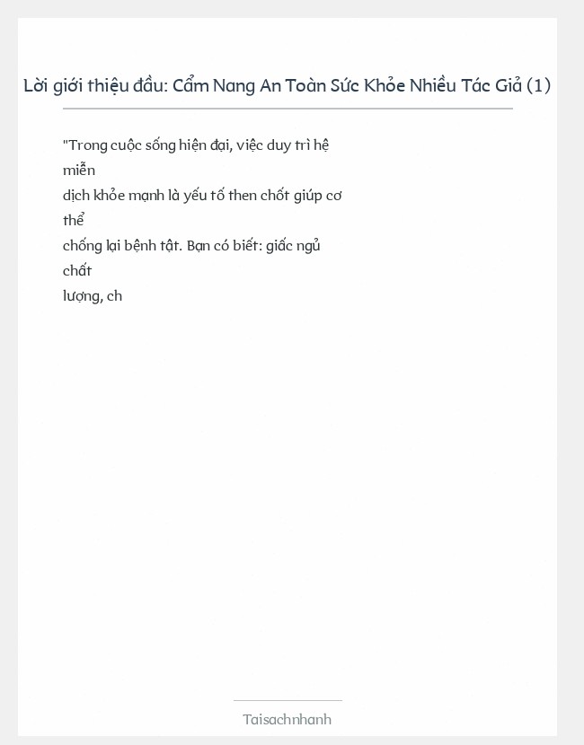 Trích đoạn Cẩm Nang An Toàn Sức Khỏe Nhiều Tác Giả (1)