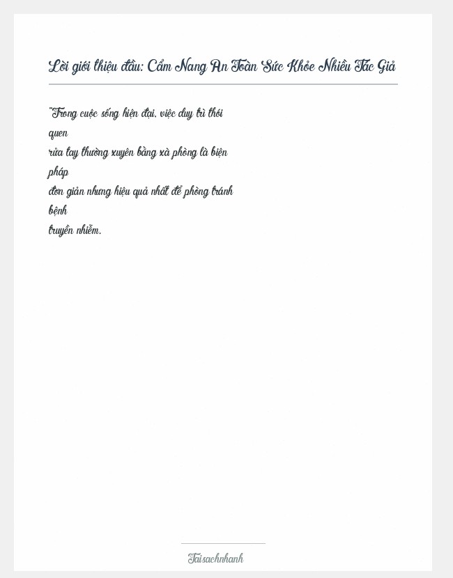 Trích đoạn Cẩm Nang An Toàn Sức Khỏe Nhiều Tác Giả