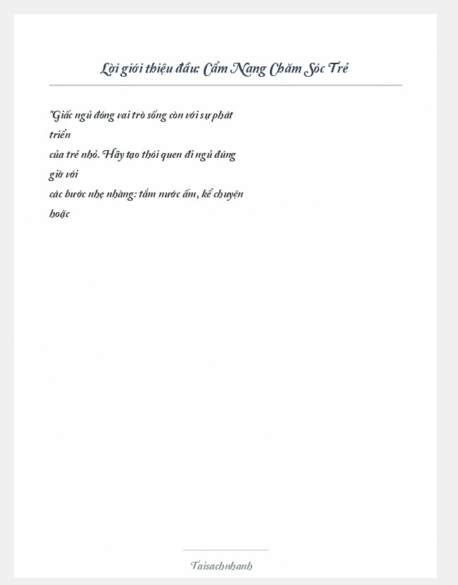 Trích đoạn Cẩm Nang Chăm Sóc Trẻ