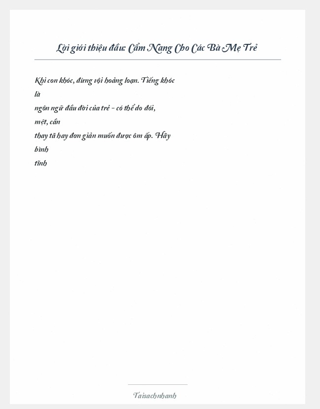 Trích đoạn Cẩm Nang Cho Các Bà Mẹ Trẻ