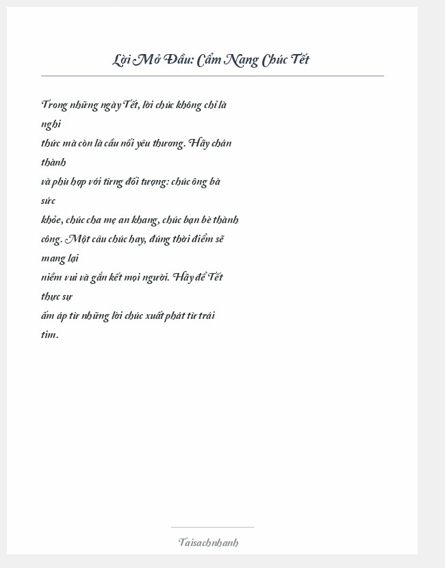 Trích đoạn Cẩm Nang Chúc Tết