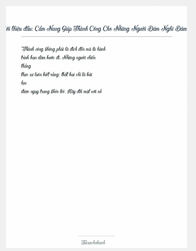 Trích đoạn Cẩm Nang Giúp Thành Công Cho Những Người Dám Nghĩ Dám Làm