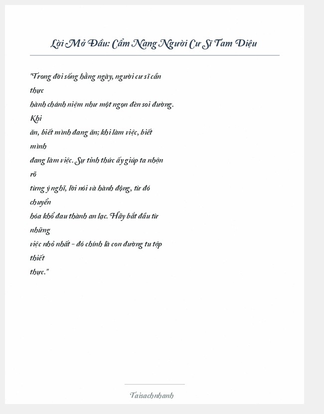Trích đoạn Cẩm Nang Người Cư Sĩ Tam Diệu