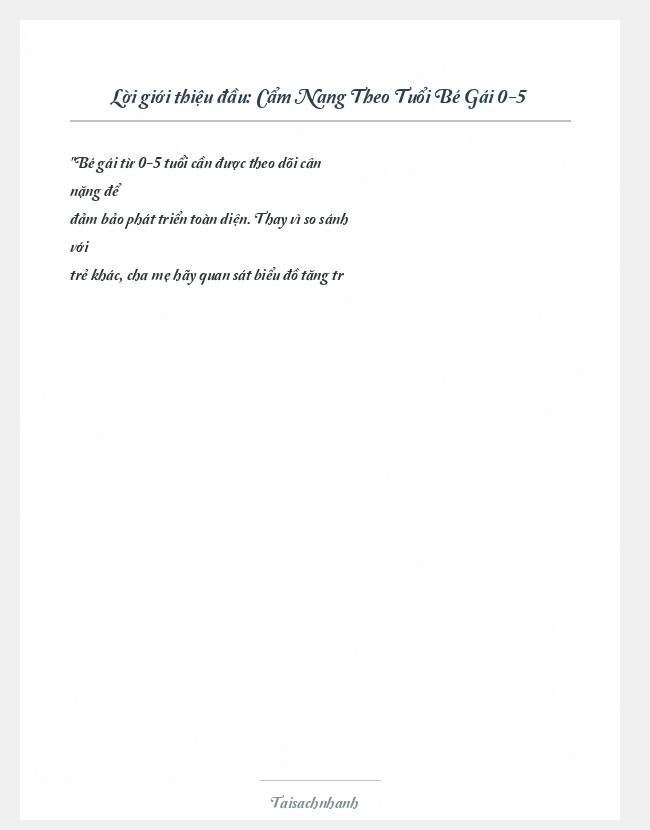 Trích đoạn Cẩm Nang Theo Tuổi Bé Gái 0-5