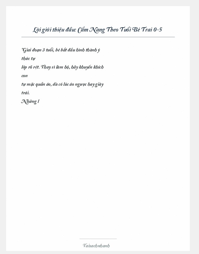 Trích đoạn Cẩm Nang Theo Tuổi Bé Trai 0-5