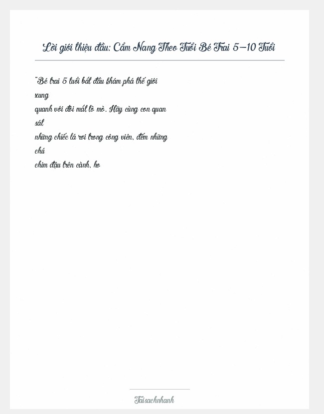 Trích đoạn Cẩm Nang Theo Tuổi Bé Trai 5-10 Tuổi