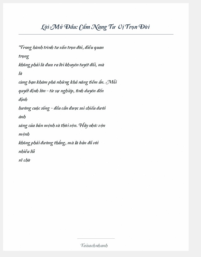 Trích đoạn Cẩm Nang Tư Vị Trọn Đời