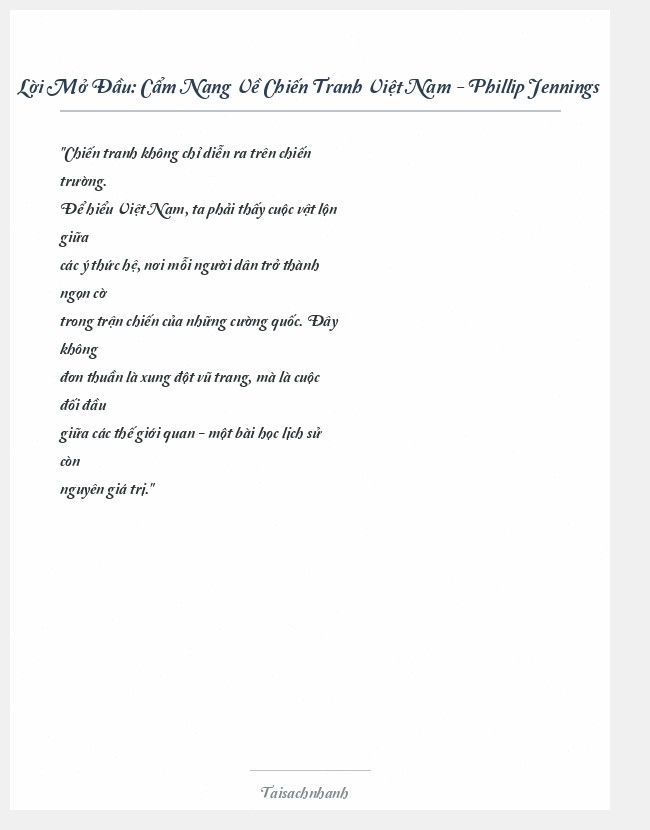 Trích đoạn Cẩm Nang Về Chiến Tranh Việt Nam - Phillip Jennings