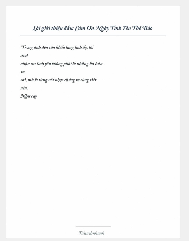 Trích đoạn Cảm Ơn Ngày Tình Yêu Thế Bảo