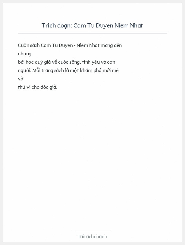 Trích đoạn Cam Tu Duyen Niem Nhat