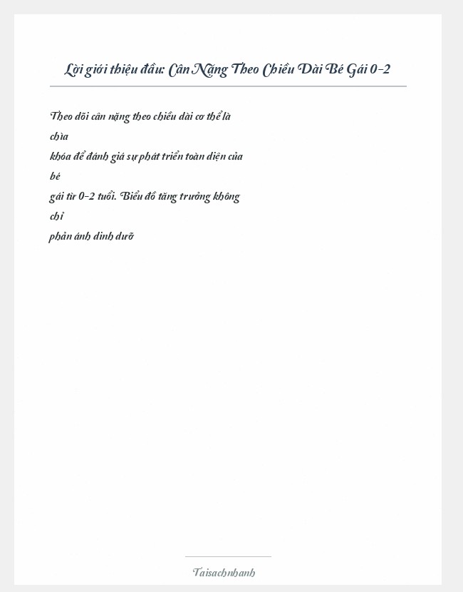 Trích đoạn Cân Nặng Theo Chiều Dài Bé Gái 0-2