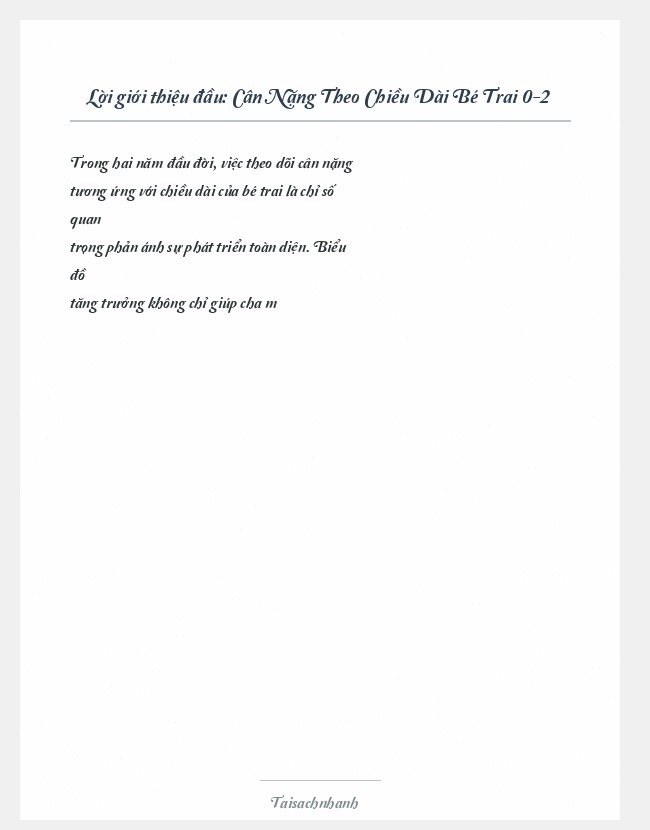 Trích đoạn Cân Nặng Theo Chiều Dài Bé Trai 0-2