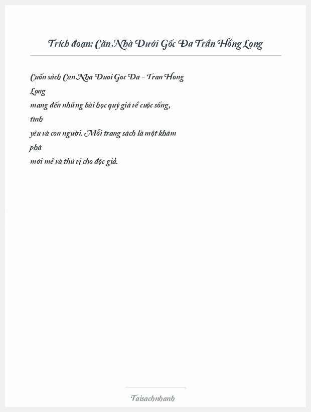 Trích đoạn Căn Nhà Dưới Gốc Đa Trần Hồng Long