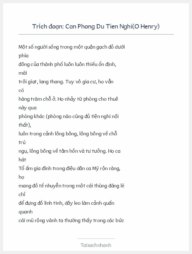 Trích đoạn Can Phong Du Tien Nghi(O Henry)