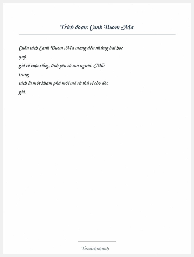 Trích đoạn Canh Buom Ma