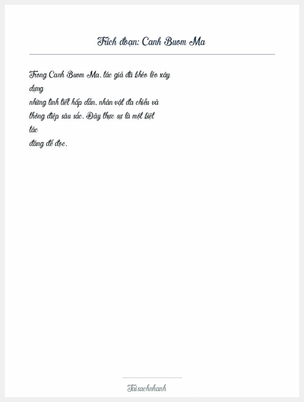 Trích đoạn Canh Buom Ma