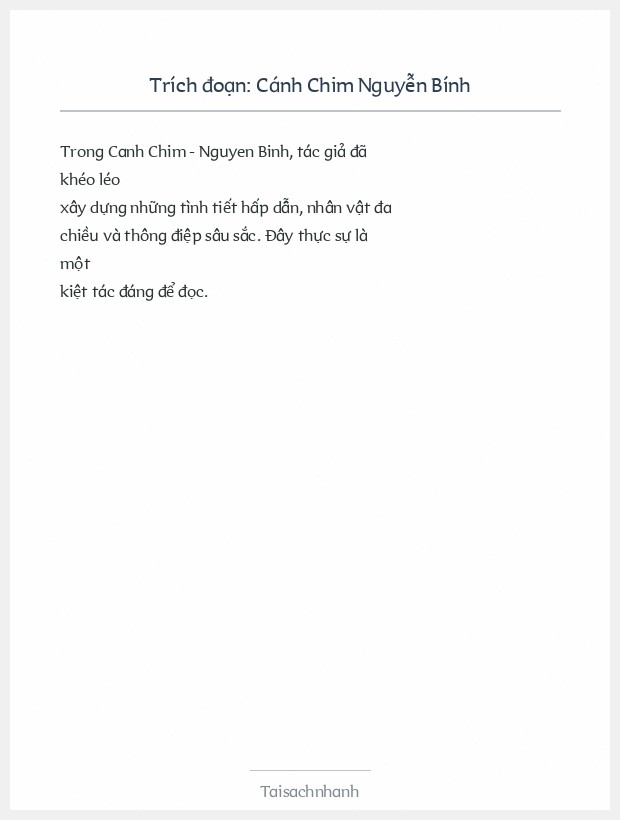 Trích đoạn Cánh Chim Nguyễn Bính