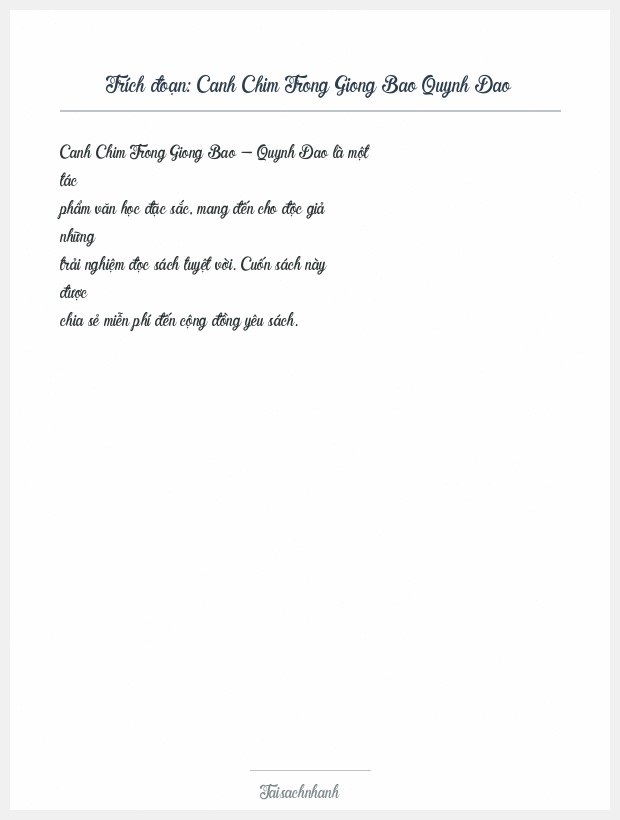 Trích đoạn Canh Chim Trong Giong Bao Quynh Dao