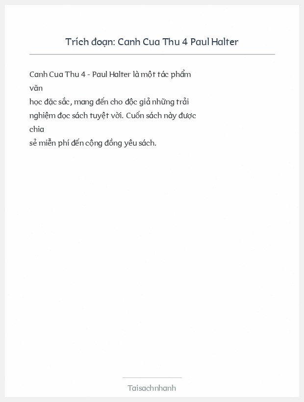Trích đoạn Canh Cua Thu 4 Paul Halter