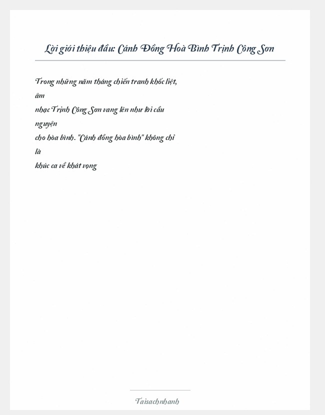 Trích đoạn Cánh Đồng Hoà Bình Trịnh Công Sơn