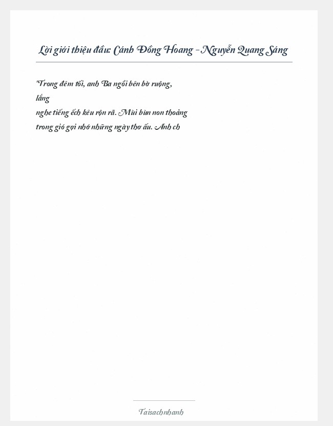 Trích đoạn Cánh Đồng Hoang - Nguyễn Quang Sáng