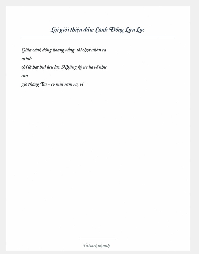 Trích đoạn Cánh Đồng Lưu Lạc