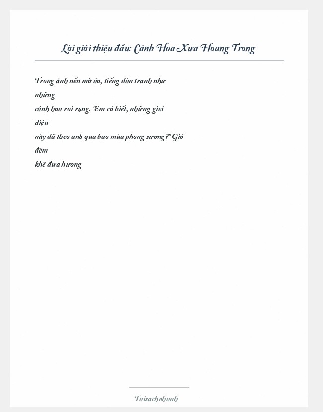 Trích đoạn Cánh Hoa Xưa Hoang Trong