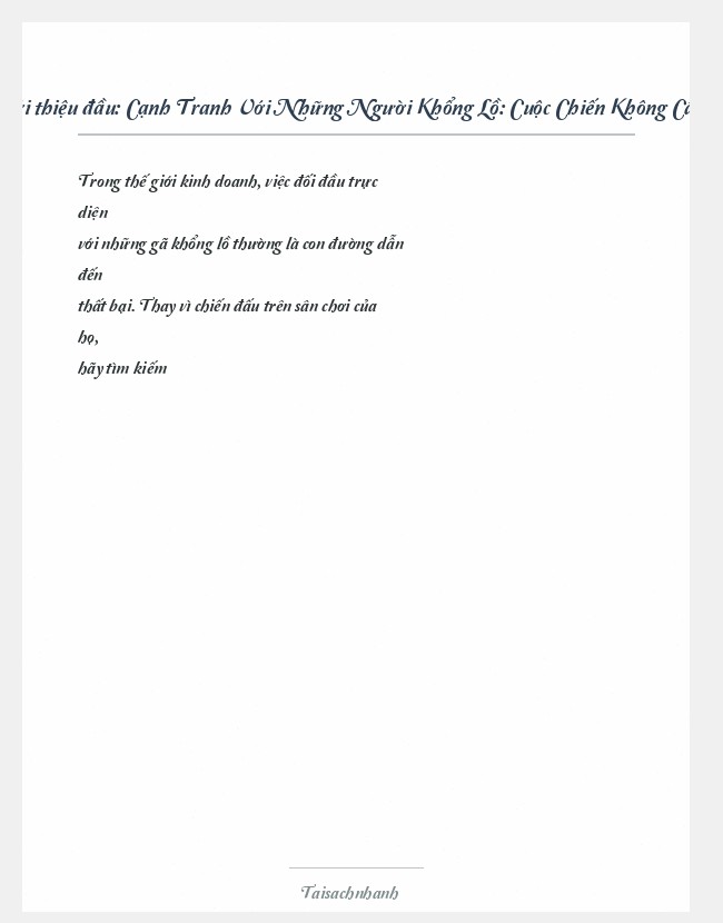 Trích đoạn Cạnh Tranh Với Những Người Khổng Lồ: Cuộc Chiến Không Cần Sức