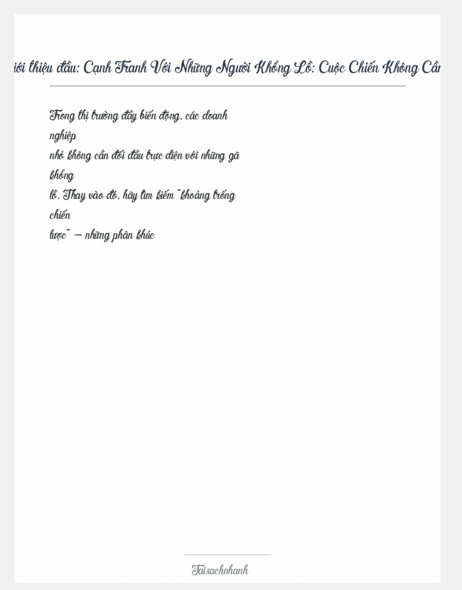 Trích đoạn Cạnh Tranh Với Những Người Khổng Lồ: Cuộc Chiến Không Cần Sức