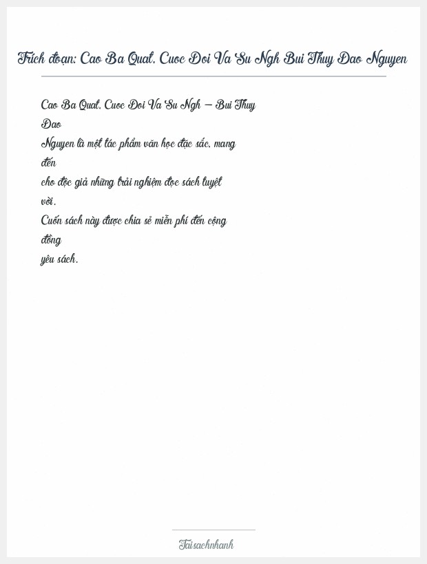 Trích đoạn Cao Ba Quat, Cuoc Doi Va Su Ngh Bui Thuy Dao Nguyen