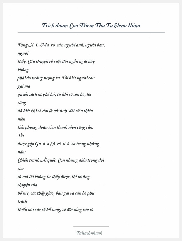 Trích đoạn Cao Diem Thu Tu Elena Iliina